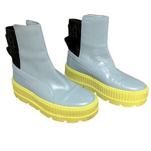 Puma Fenty Chelsea Sneaker Boots by Rihanna Sterling Blue Limeade Black Like New